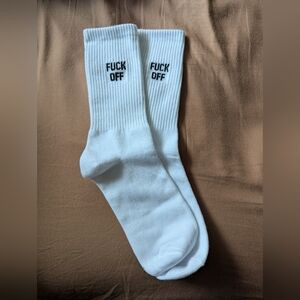 White F*** Off Socks NWOT
